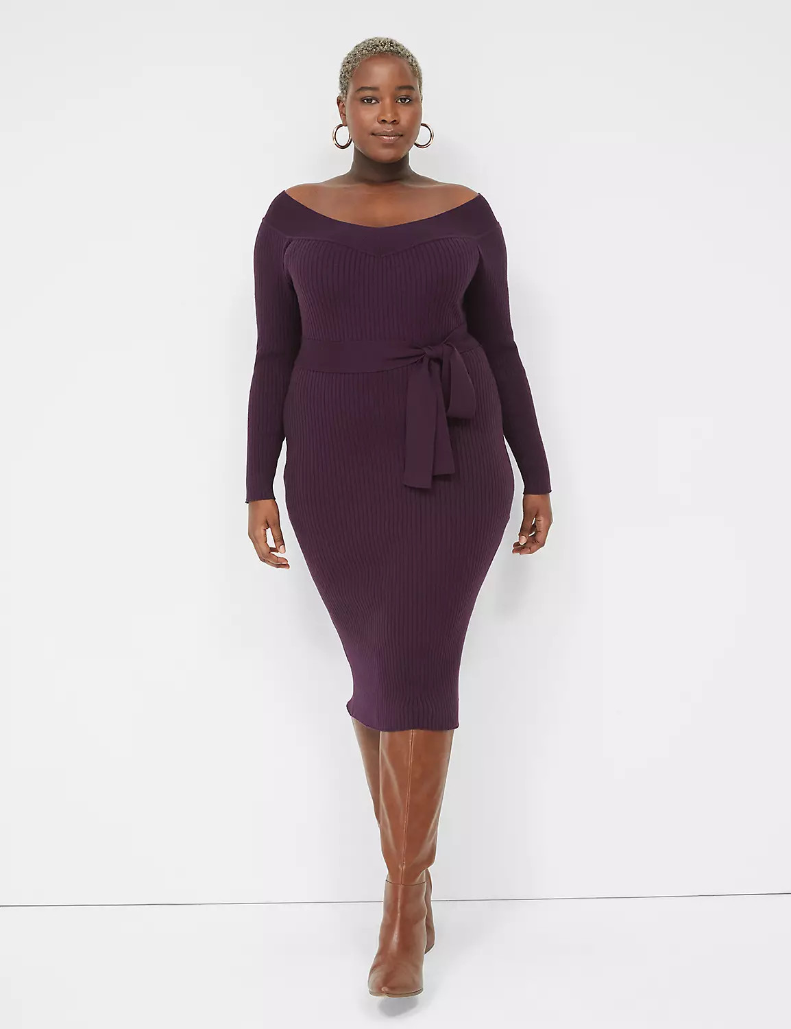Belted Rib Sweater Dress | LaneBryant | Lane Bryant (US)