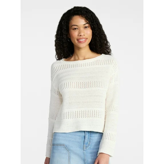 No Boundaries Boat Neck Pullover Sweater, Midweight, Women's XXS-XXL | Walmart (US)