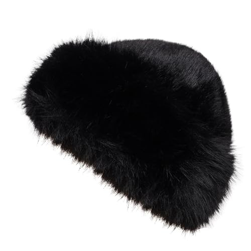 Womens Faux Fur Hat Winter Thickened Bucket Hat Warm Faux Fur Hats Plush Mongolian Hats Russian B... | Amazon (US)