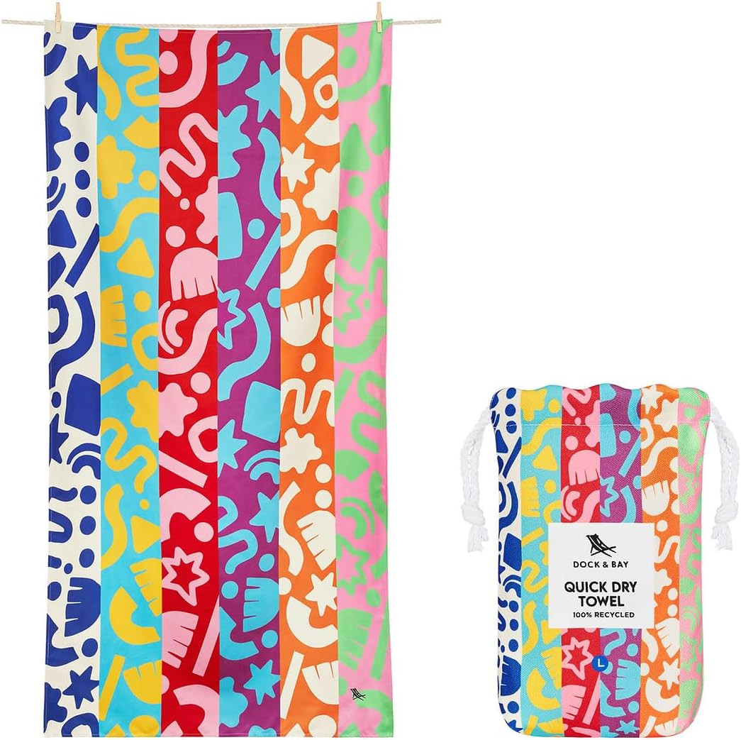 Dock & Bay Beach Towel - Quick Dry, Sand Free - Compact, Lightweight - 100% Recycled - Includes B... | Amazon (US)