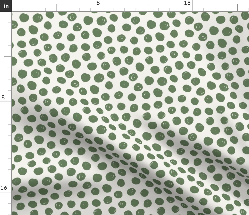 Freya Green Inky Mess Polka Dots_ 5inch repeat Fabric bybloomwilddesign | Spoonflower