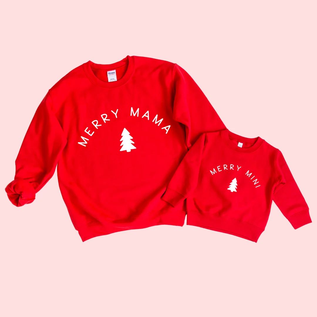 Merry Mama and Merry Mini Christmas Sweatshirt Set Mommy and - Etsy | Etsy (US)