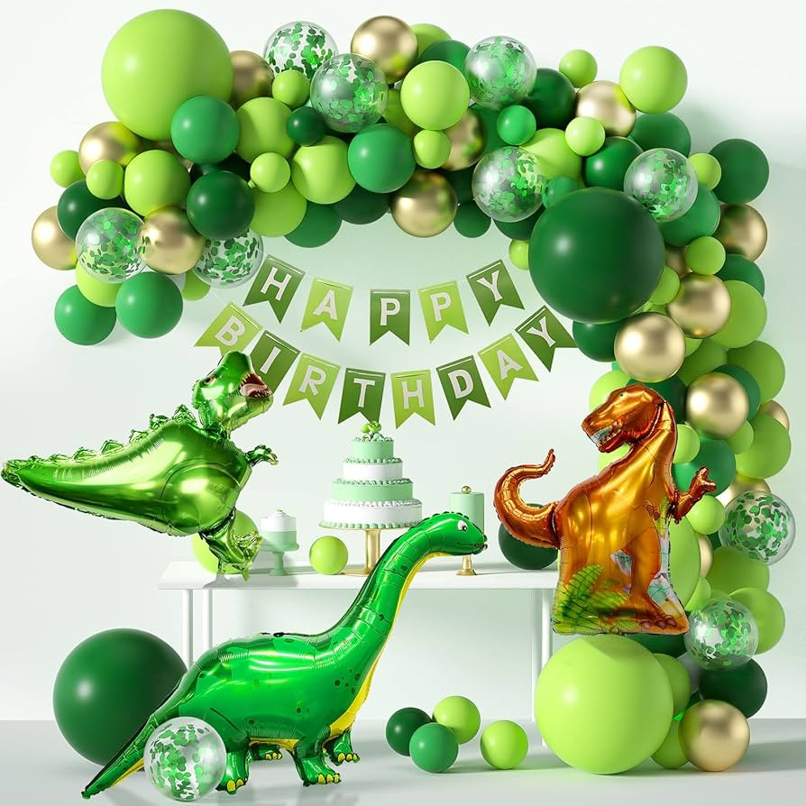 Janinus Dinosaur Party Balloon Garland Kit-119PCS Jurassic World Three Rex Balloon Kit With Green... | Amazon (US)