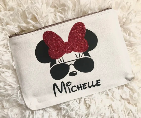 Minnie Mouse Makeup Bag, Small Minnie Inspired Canvas Bag, Girls Personalized Gift, Bridesmaid Gi... | Etsy (CAD)