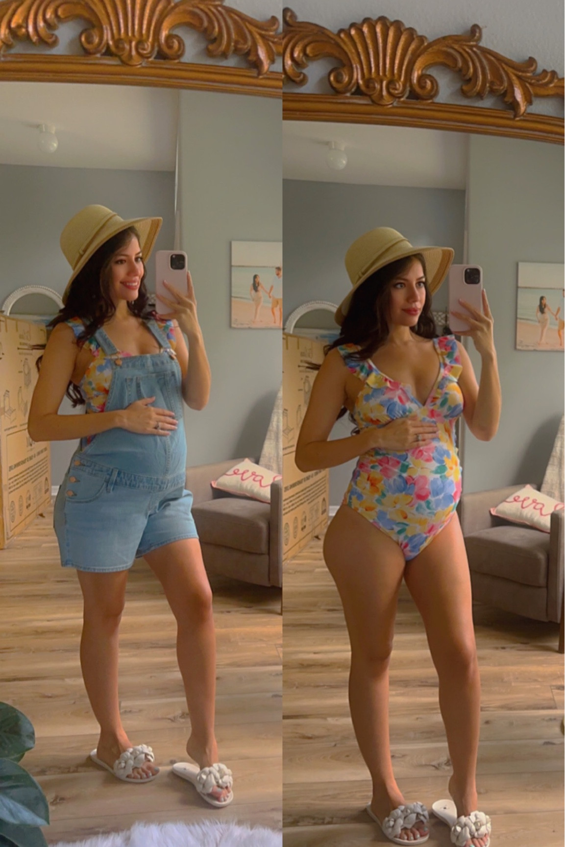 Maternity beach suite! 🐚🏝️🐟🦀💗 #swimwear #maternity #summerfashion #beachoutfit #bump #bumpstyle #target #targetfashion  #sandals 

#LTKbump #LTKstyletip #LTKfindsunder50