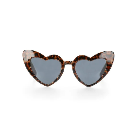 Justice Girls Heart-Shaped Cheetah Print Sunglasses with UV Protection | Walmart (US)