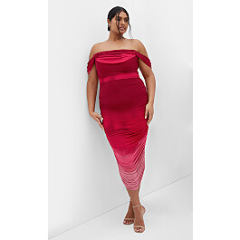 Alyssa Ombre Ruched Midi Dress - ruby | City Chic Online