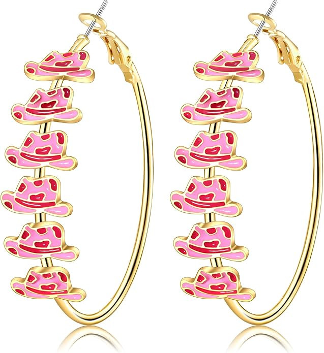 BVGA Western Hoop Earrings for Women Boho Turquoise Vintage Cowgirl Boot HOWDY Silver Statement L... | Amazon (US)