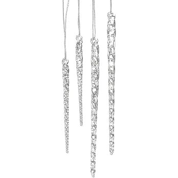 Kurt Adler 3-1/2-Inch-5-1/2-Inch Clear Glass Icicle Ornament Set of 24 Pieces (1) | Amazon (US)
