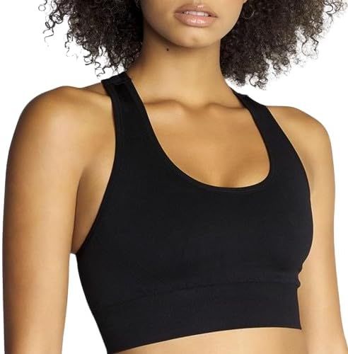 Seamless Sports Bra Comfort Straps, Ribbed Support Band, Open Back, Moisture-Wicking, Medium Supp... | Amazon (US)