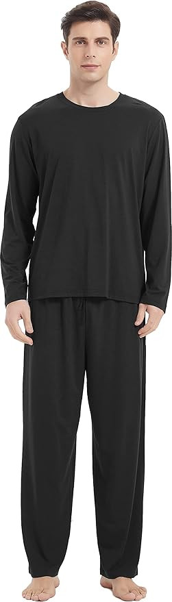 GYS Men's Pajamas Set Soft Bamboo Viscose Long Sleeve Sleepwear and Long Pants 2 Piece Pjs Set Sl... | Amazon (US)