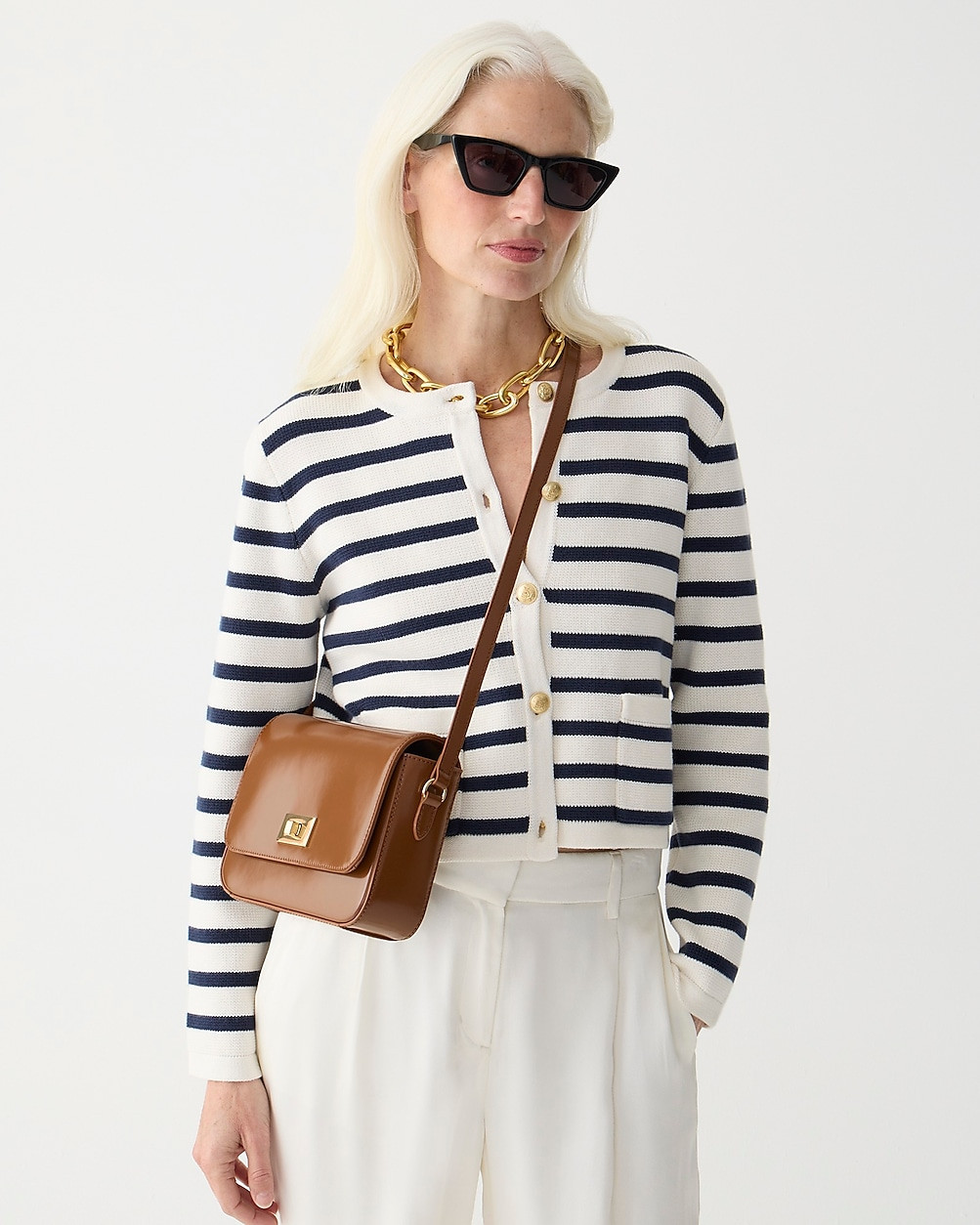 Emilie patch-pocket sweater lady jacket in stripe | J. Crew US