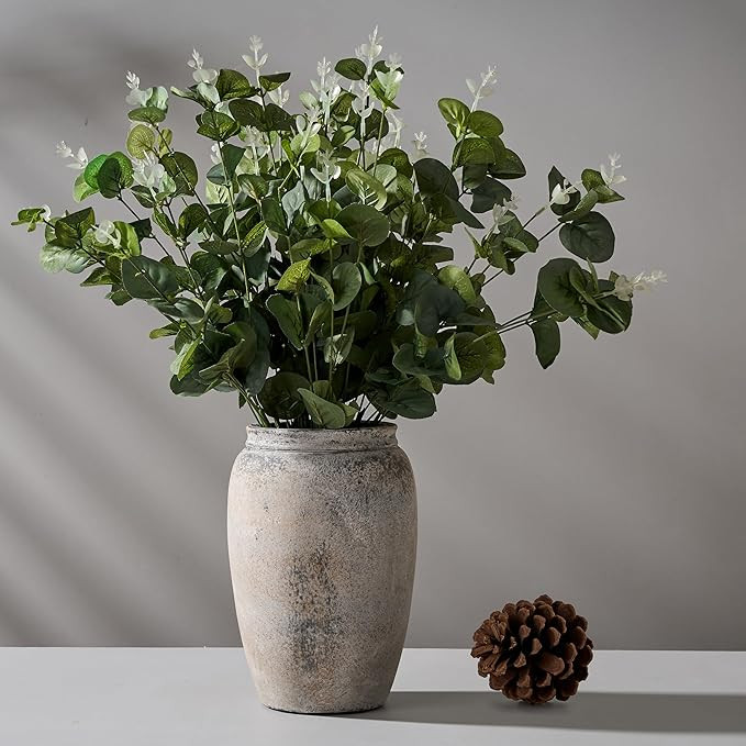 8.2 Inch Ceramic Vase, Terracotta Rustic Vase Farmhouse Decorative Vase Boho Decor, Ceramic Vases... | Amazon (US)