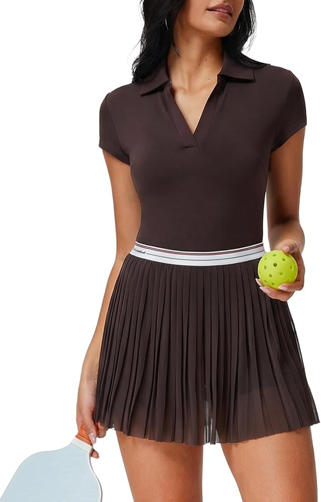 Mudere Tennis Skirt Set for Women Two Piece Golf Outfits High Waisted Pleated Athletic Skirt Outf... | Amazon (US)