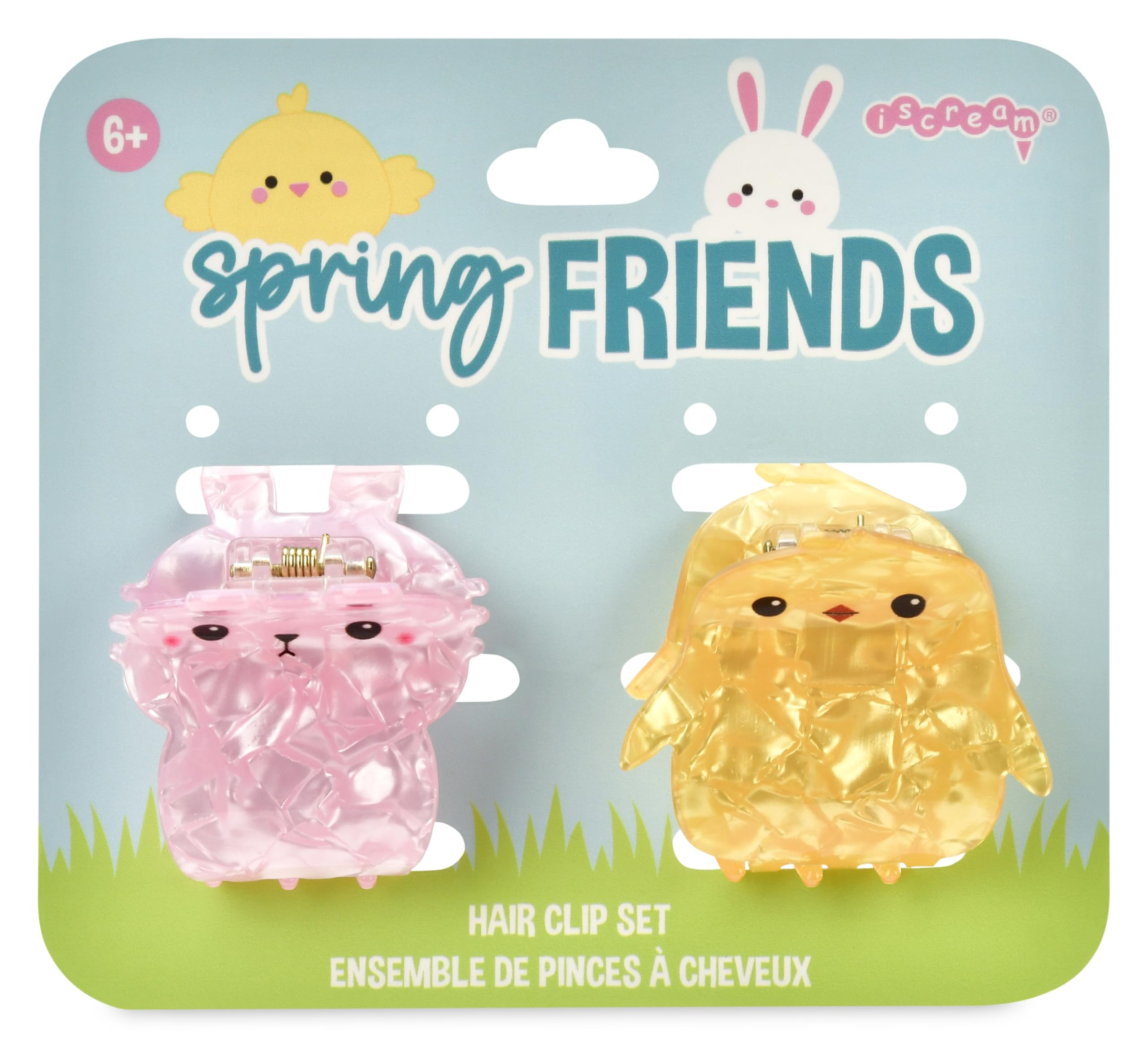iscream Set of 2 Shiny Pearlescent Accent 2" Claw Hair Clips - Spring Bunny & Chick | Amazon (US)