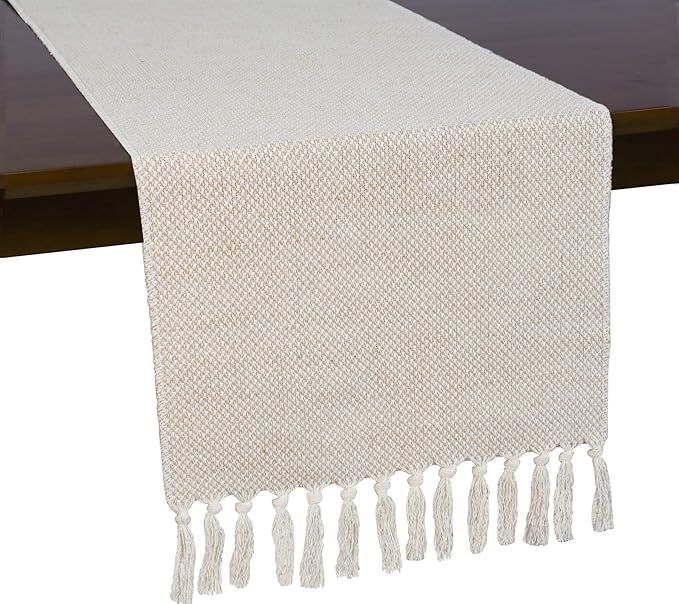 Wracra Farmhouse Style Cotton Linen Table Runner 13 x 72 inch Farmhouse Decor Burlap Table Runner... | Amazon (US)