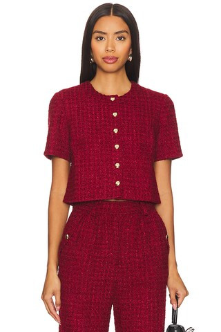 Romie Short Sleeve Cardigan in Red | Revolve Clothing (Global)