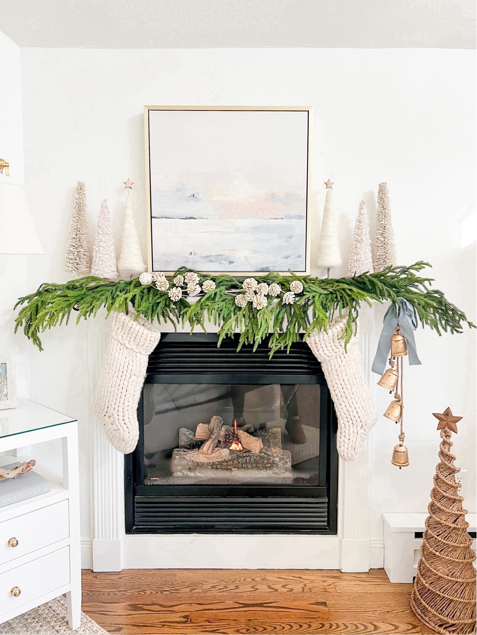 Last year's Christmas mantel in my bedroom! 
-
coastal home decor, coastal christmas decor, Christmas mantel decor, holiday mantel decor, winter mantel decor, neutral christmas decor, afloral garland, real touch garland, chunky knit stockings, neutral stockings, white stockings, cozy christmas decor, cozy bedroom decor, brass bells, rattan tabletop tree, coastal artwork, ballard designs artwork, sunset art, bedroom artwork, primary bedroom ideas, coastal wall decor, gold framed art, pinecones, tree picks, mantel decor ideas, christmas living room decor


#LTKFindsUnder50 #LTKHoliday #LTKHome