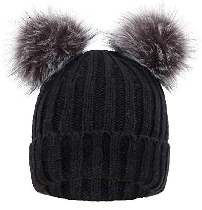 ARCTIC Paw Cable Knit Beanie with Faux Fur Pompom Ears | Amazon (US)