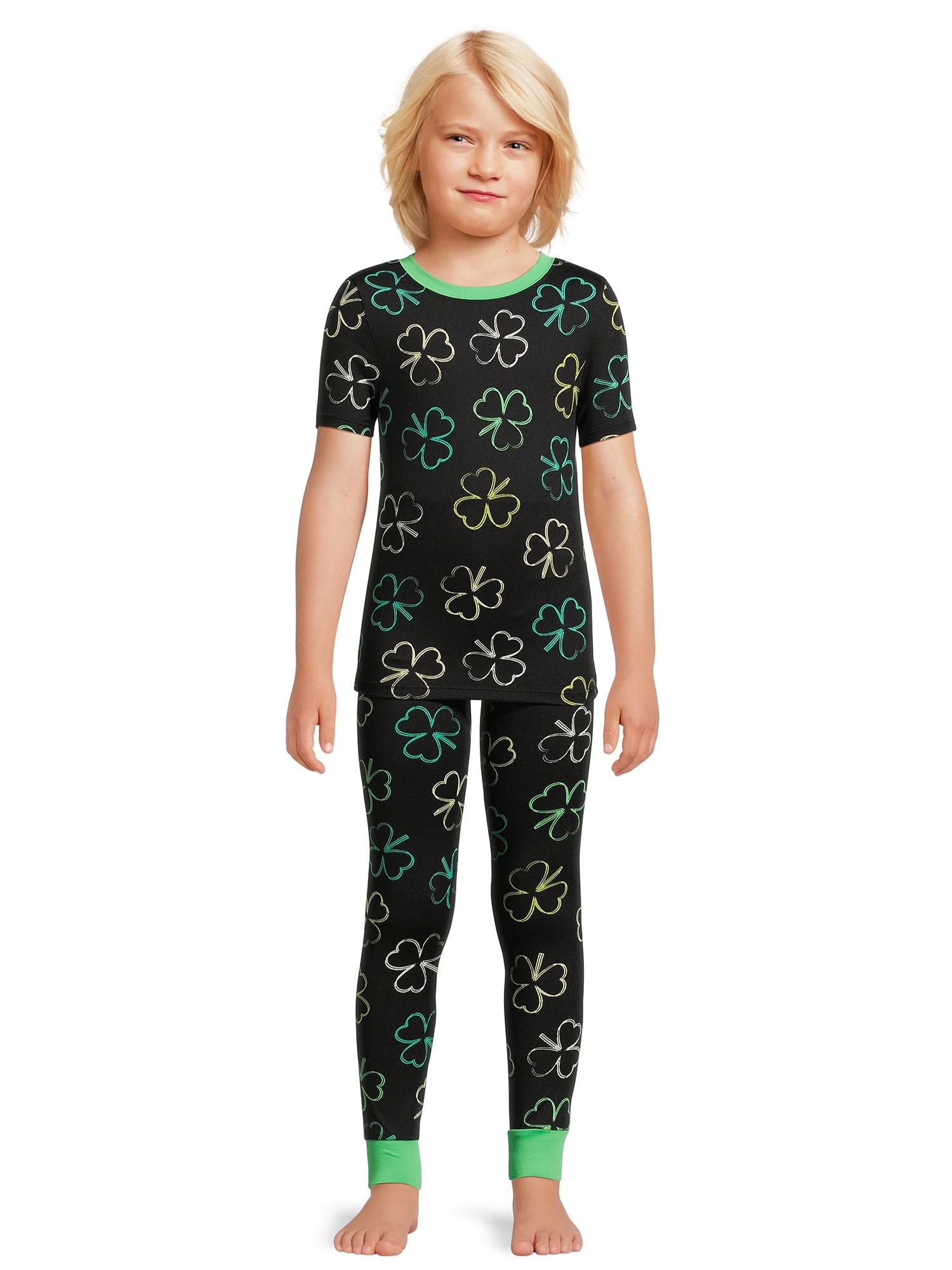 Wonder Nation Boys St. Patrick's Short Sleeve Tight Fit Pajama Set, 2-piece, Sizes 4-10 | Walmart (US)