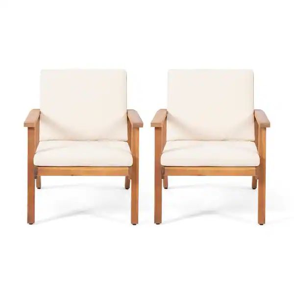 Temecula Outdoor Acacia Wood Club Chairs with Cushions (Set of 2) by Christopher Knight Home - Br... | Bed Bath & Beyond