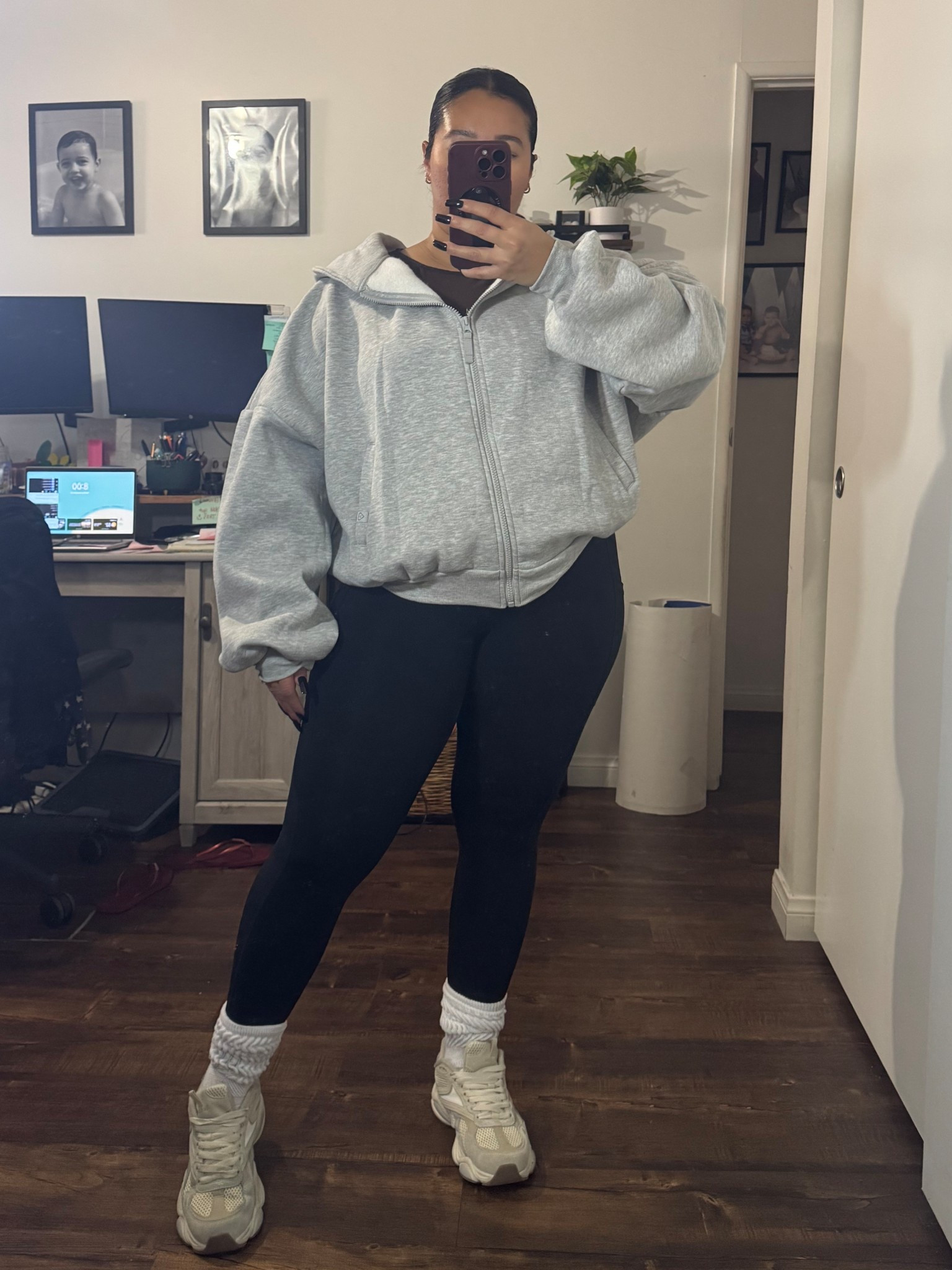 Love a cozy oversized sweater. The viral blogilates sweater is back and she’s the cutest. So cozy and quality is amazing. 

Sweater- XL / I wanted an oversized fit. A little cropped but because I sized up it runs big 
Long sleeve underneath- large / tts / sheer/ super comfortable 
Leggings- medium / tts / what proof 
Sneakers- 8.5/ tts 

Cozy outfit 
Casual outfit 
Midsize fashion
Midsize outfit 
Airport outfit 
Travel outfit 
Mom outfit idea 
Cyber week 
Ootd 

#LTKCyberWeek #LTKootd #LTKMidsize