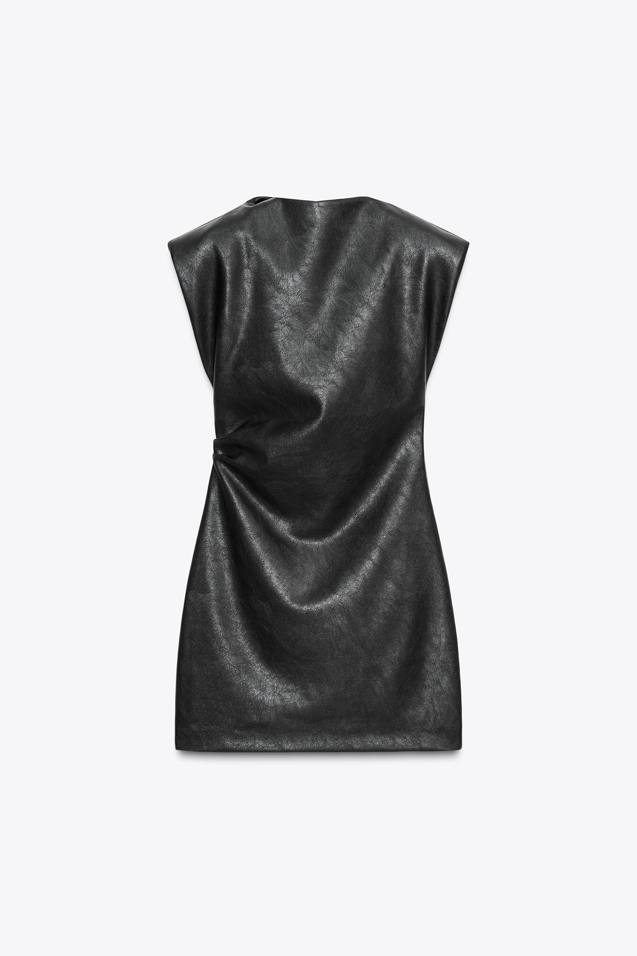 FAUX LEATHER SHORT DRESS WITH SHOULDER PADS | Zara UK