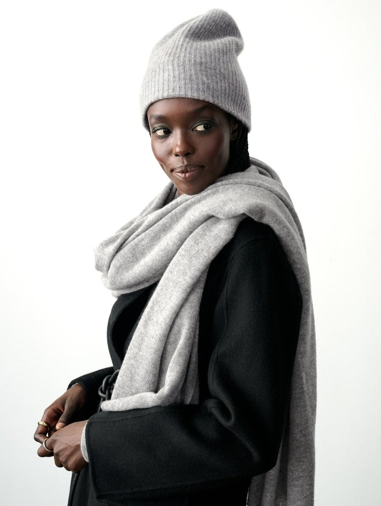 Cashmere Plush Rib Beanie | White and Warren