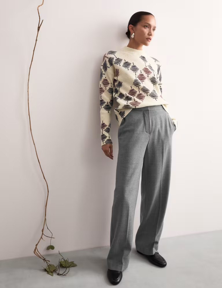 Wool Rich Flannel Straight Leg Trousers | Marks & Spencer (UK)