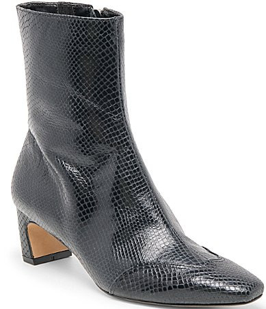 Dolce Vita Anika Snake Embossed Leather Wing Tip Kitten Heel Booties - 6 | Dillard's