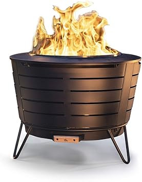 TIKI Brand 25 Inch Stainless Steel Low Smoke Fire Pit - Includes Wood Pack and Cloth Cover | Amazon (US)