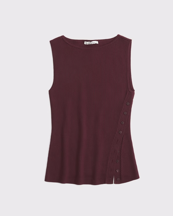 Women's Asymmetrical Button Sweater Tank | Women's Tops | Abercrombie.com | Abercrombie & Fitch (US)