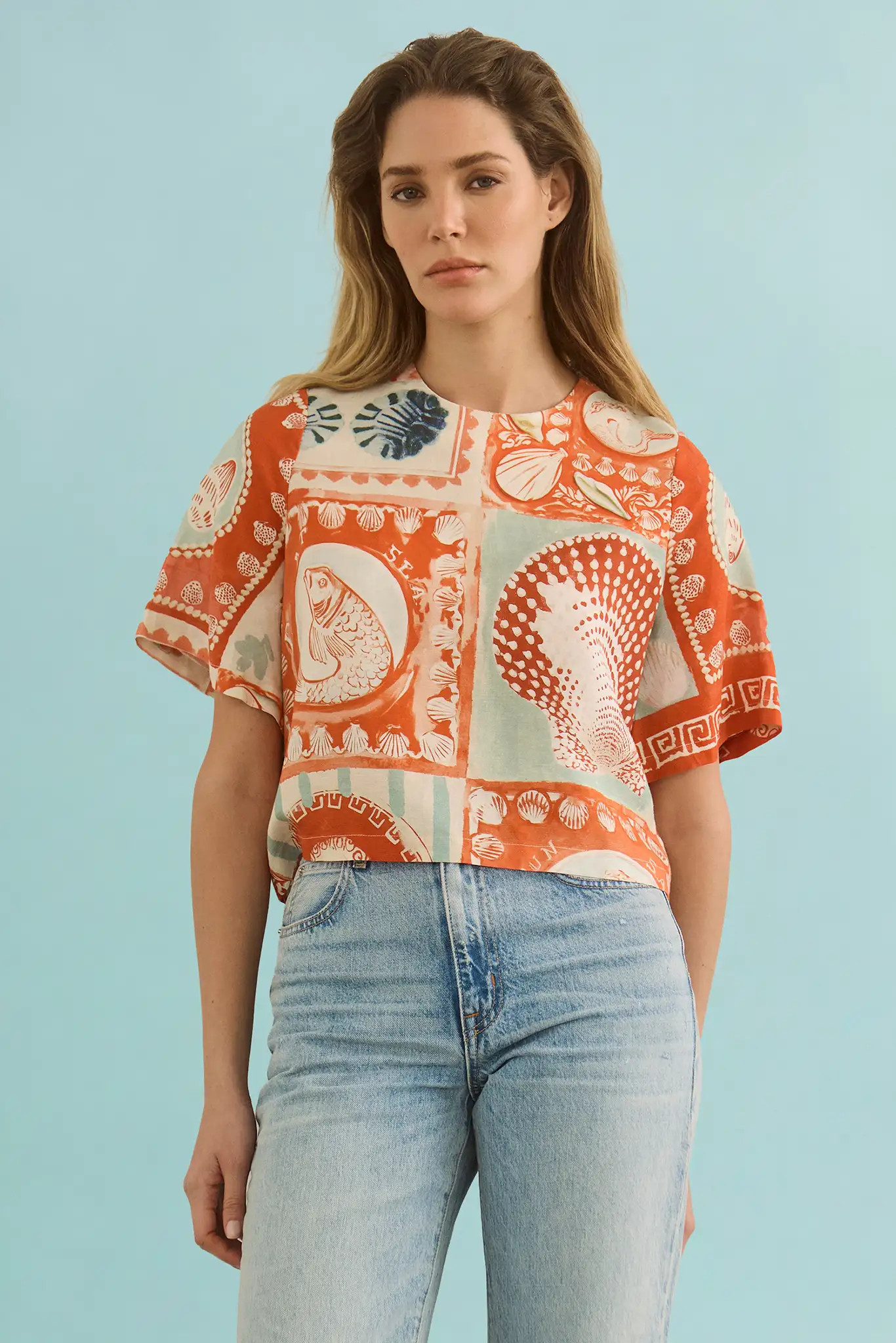 Maeve Top | Coastal Print Boxy Top | Hunter Bell | Hunter Bell