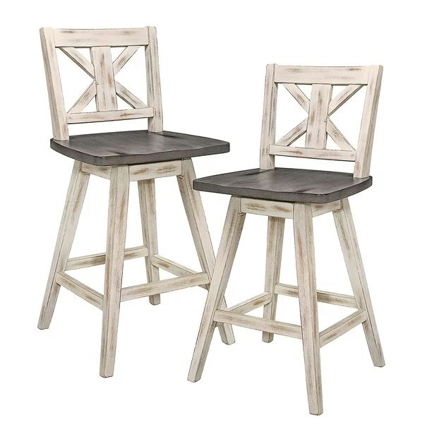 Homelegance Amsonia 24" Swivel Bar Counter Height Chair Stool, White (2 Pack) | Walmart (US)