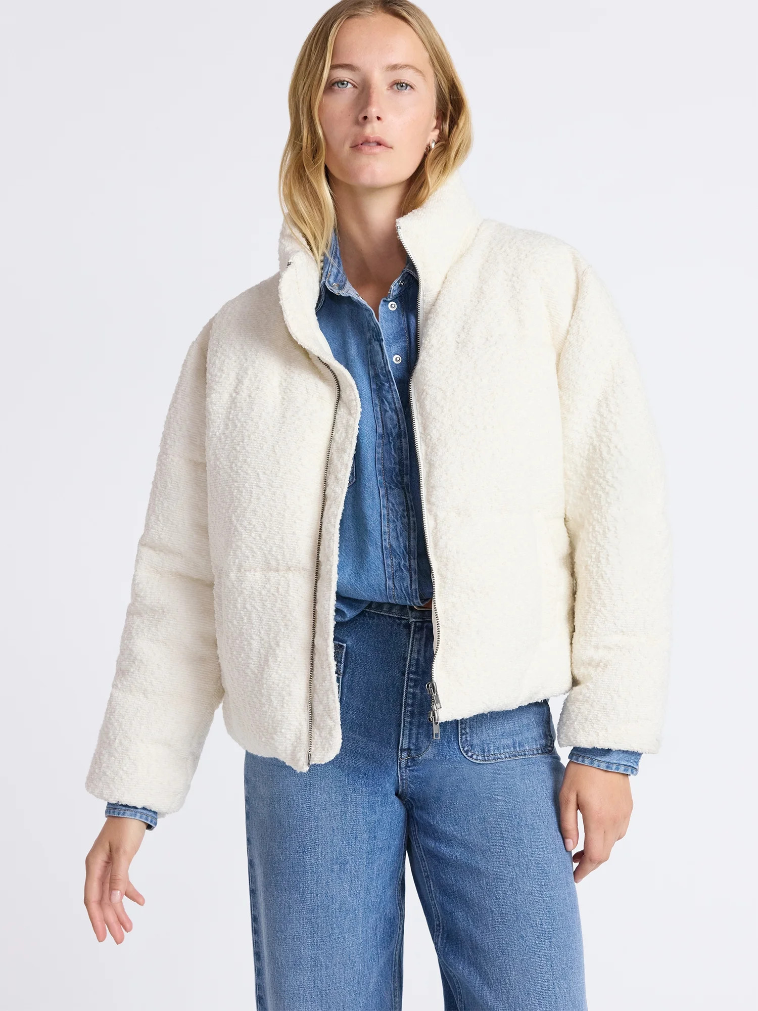 Free Assembly Women's and Women's Plus Cinched Puffer Jacket, Sizes XS-4X | Walmart (US)