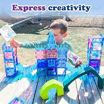 Frozen Toys for Girls Magnetic Tiles 102pcs with 2 Stairs 2 Dolls Princess Castle Building Toys G... | Amazon (US)