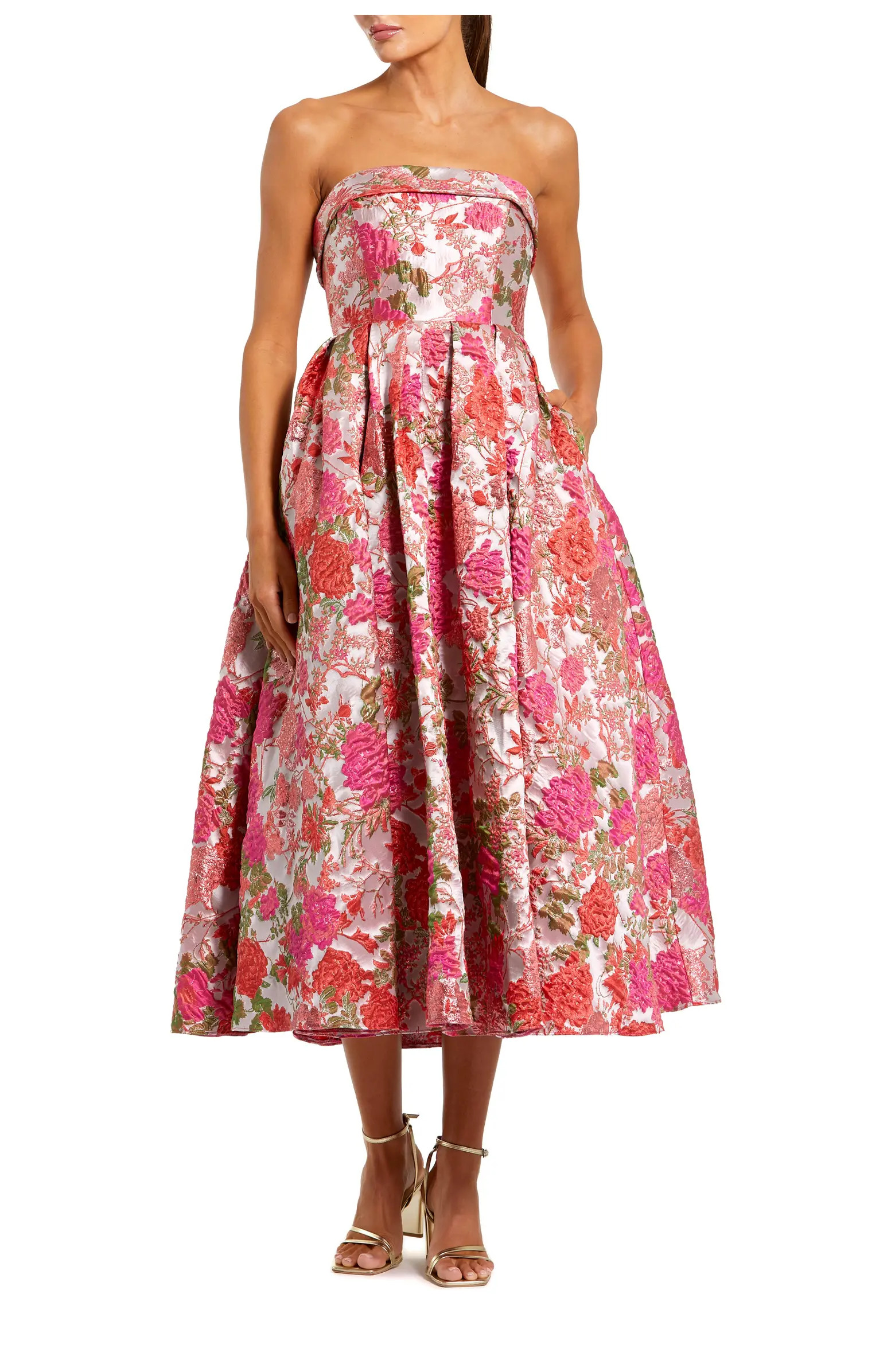 Floral Brocade A Line Midi Dress | Nordstrom