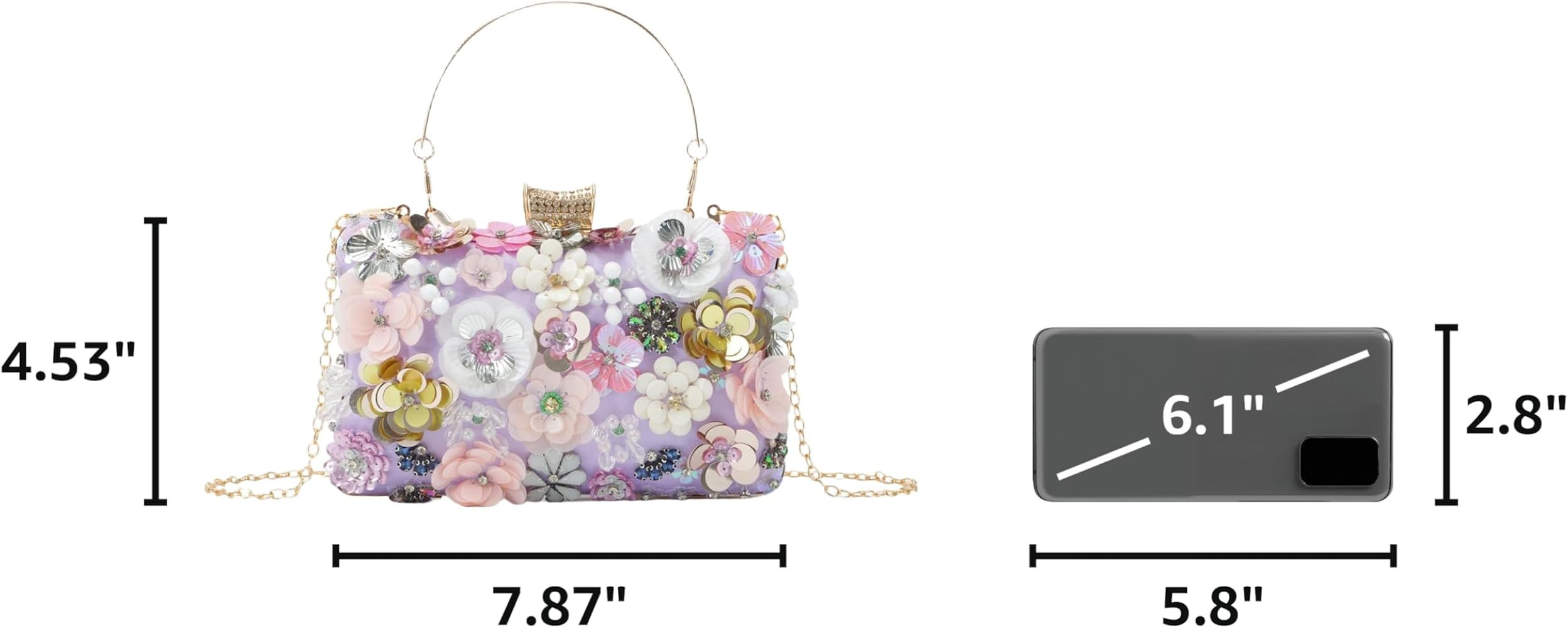 Lanpet Women Clutches Flower Evening Handbag Chain Strap Shoulder Bag | Amazon (US)