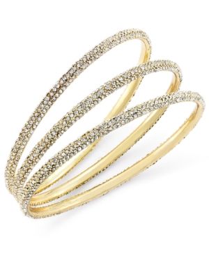 Abs by Allen Schwartz Bracelet Set, Gold-Tone Pave Bangle Bracelets | Macys (US)