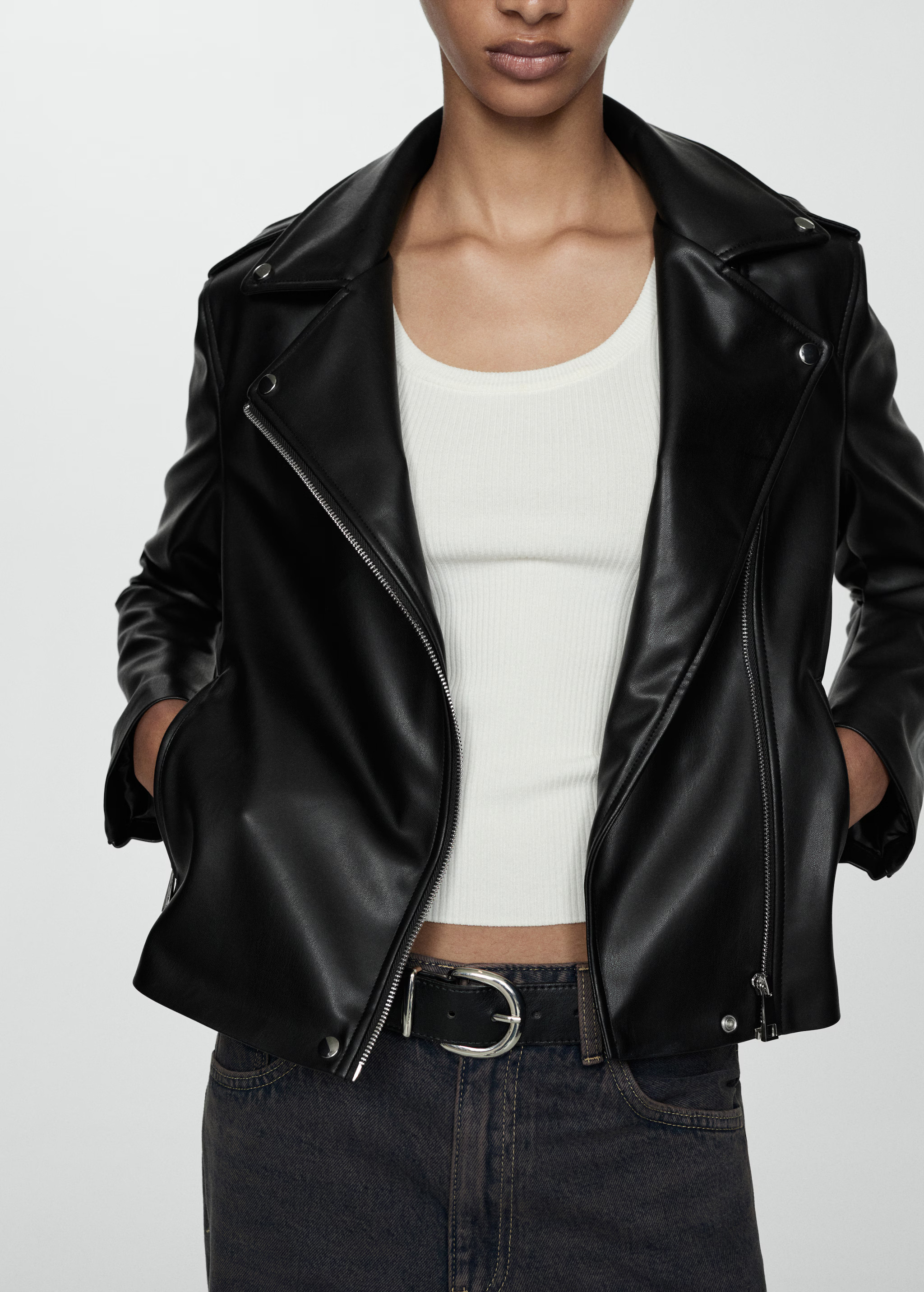 Faux-leather biker jacket | MANGO (US)