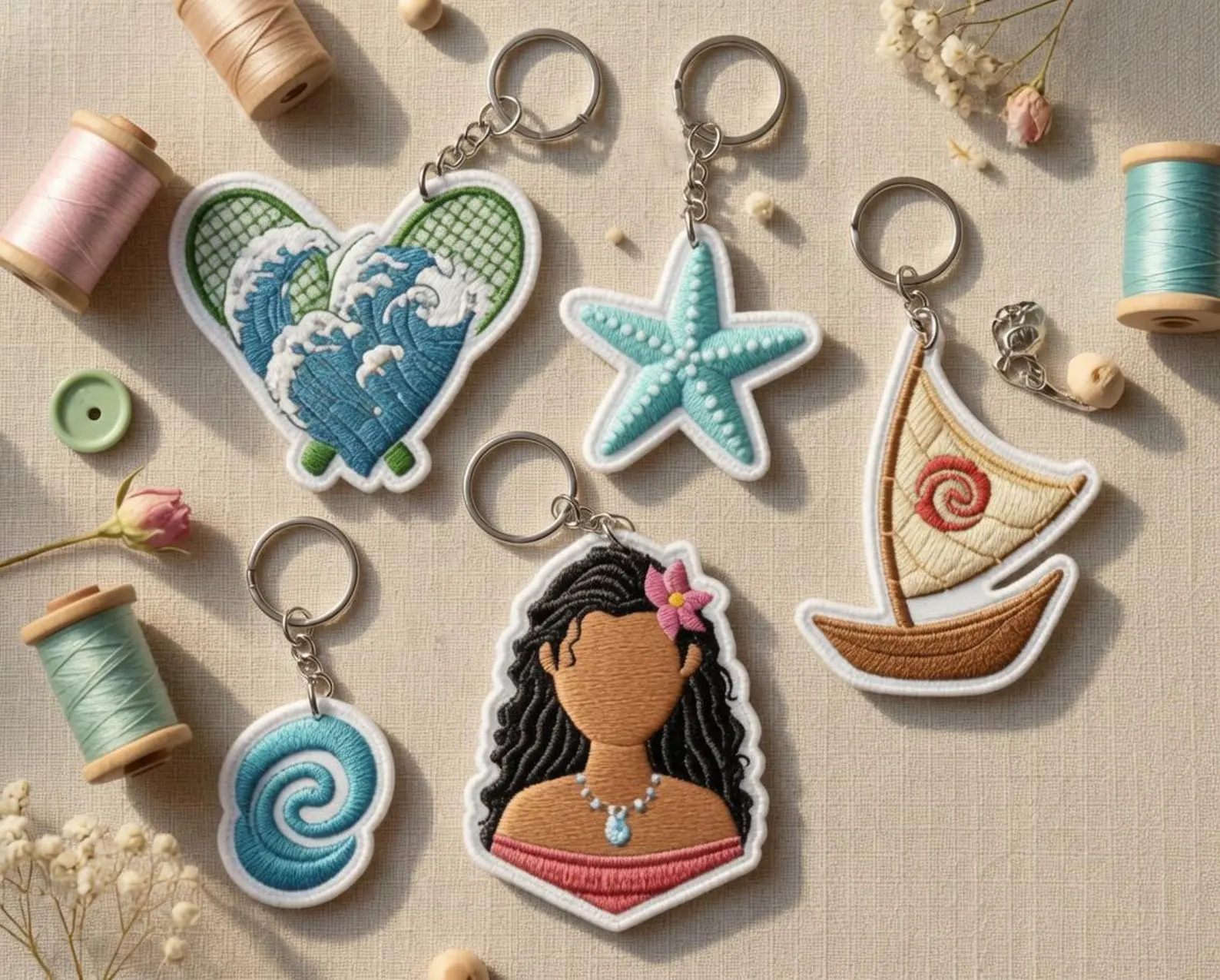 Moana Embroidered Keychain For Backpack, Ocean Wave Beach Bag Charm, Tropical Island  Summer Love... | Etsy (Global)