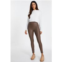 Womens Brown Faux Leather Leggings - 12 | NastyGal UK
