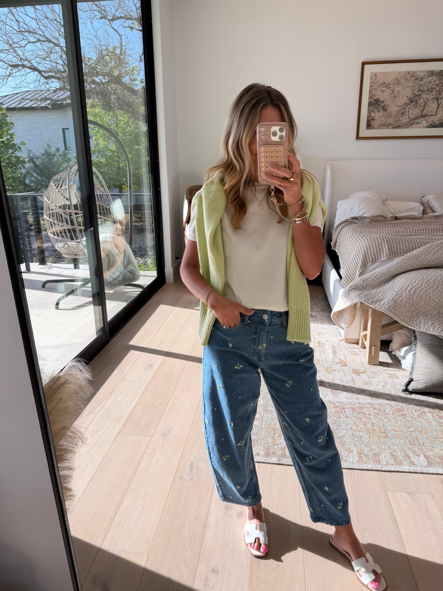 Today’s outfit 
Walmart studded jeans 
Quince cashmere top size small 
Free people pullover 

#LTKootd #LTKOver40 #LTKPetite