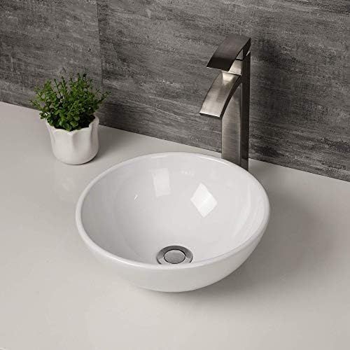 Oval Vessel Sink - Logmey 13"x13" Egg Shape Bathroom Vessel Sink Modern Above Counter White Porce... | Amazon (US)