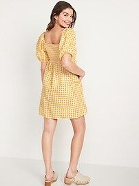 .Fit &#x26; Flare Puff-Sleeve Seersucker All-Day Mini Dress | Old Navy (US)