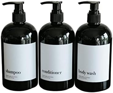 Black Refillable Shampoo Bottles for Shower, Set of 3 Bottles Shampoo Conditioner Body Wash Dispe... | Amazon (US)