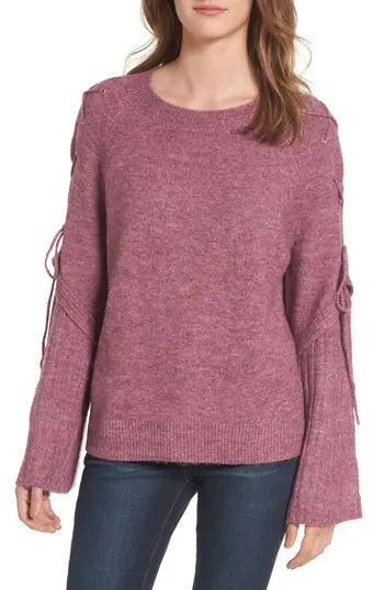 Women's Bp. Lace Up Shoulder Sweater, Size XX-Small - Purple | Nordstrom