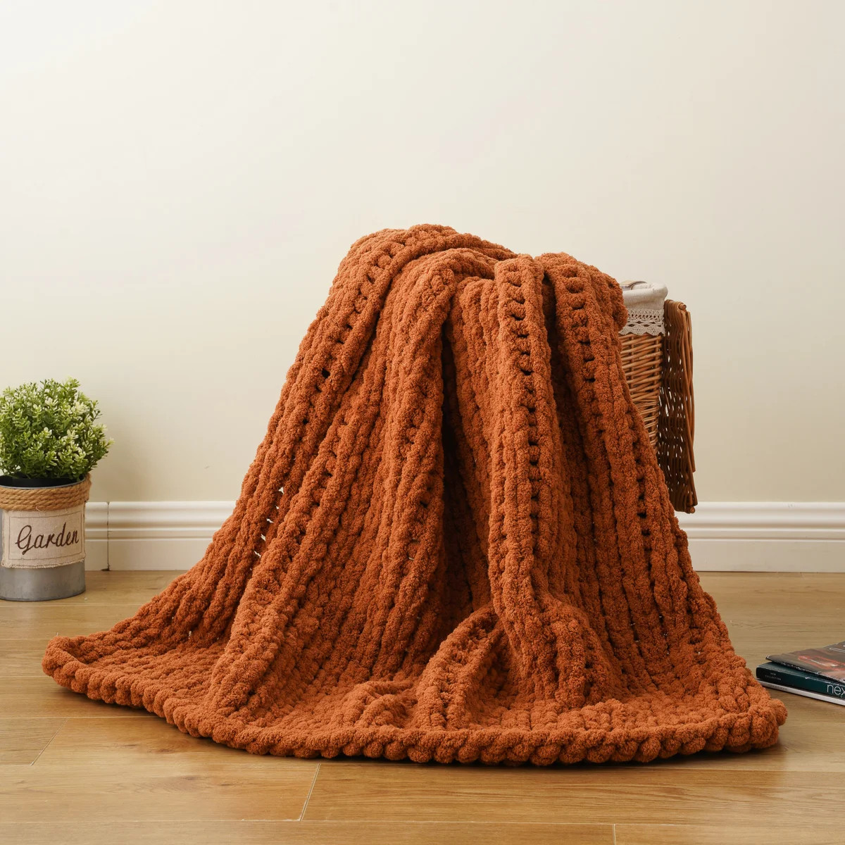 Chunky Knit Throw Blanket,Soft And Thick Chenille Throw Blanket, 50"X60" Handmade Cable Knit Croc... | Wayfair North America