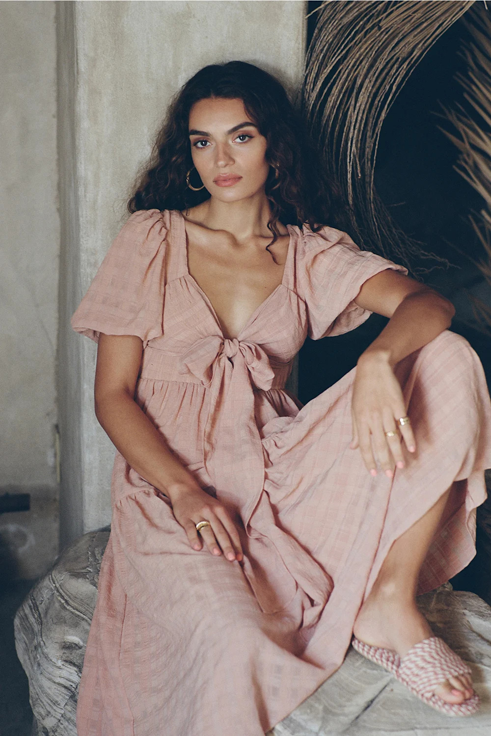 Hello Sweetheart Peach Puff Sleeve Tiered Midi Dress | Lulus (US)