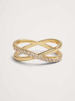 Pavé Crossover Ring Aureus + Argent | Banana Republic (US)
